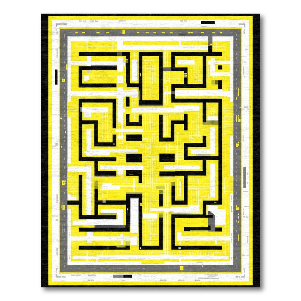 Geometric Yellow Maze Layout Rug