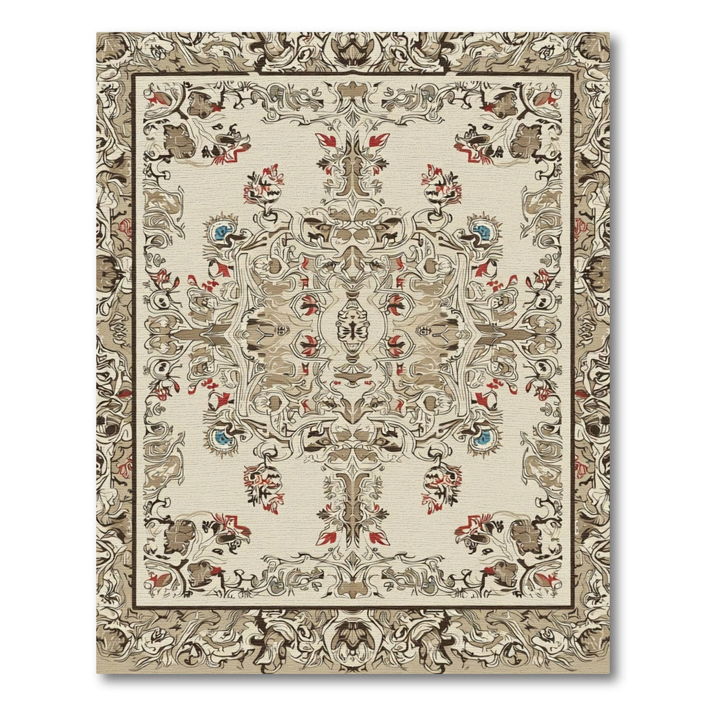 Antique Beige Intricate Floral Medallion Rug