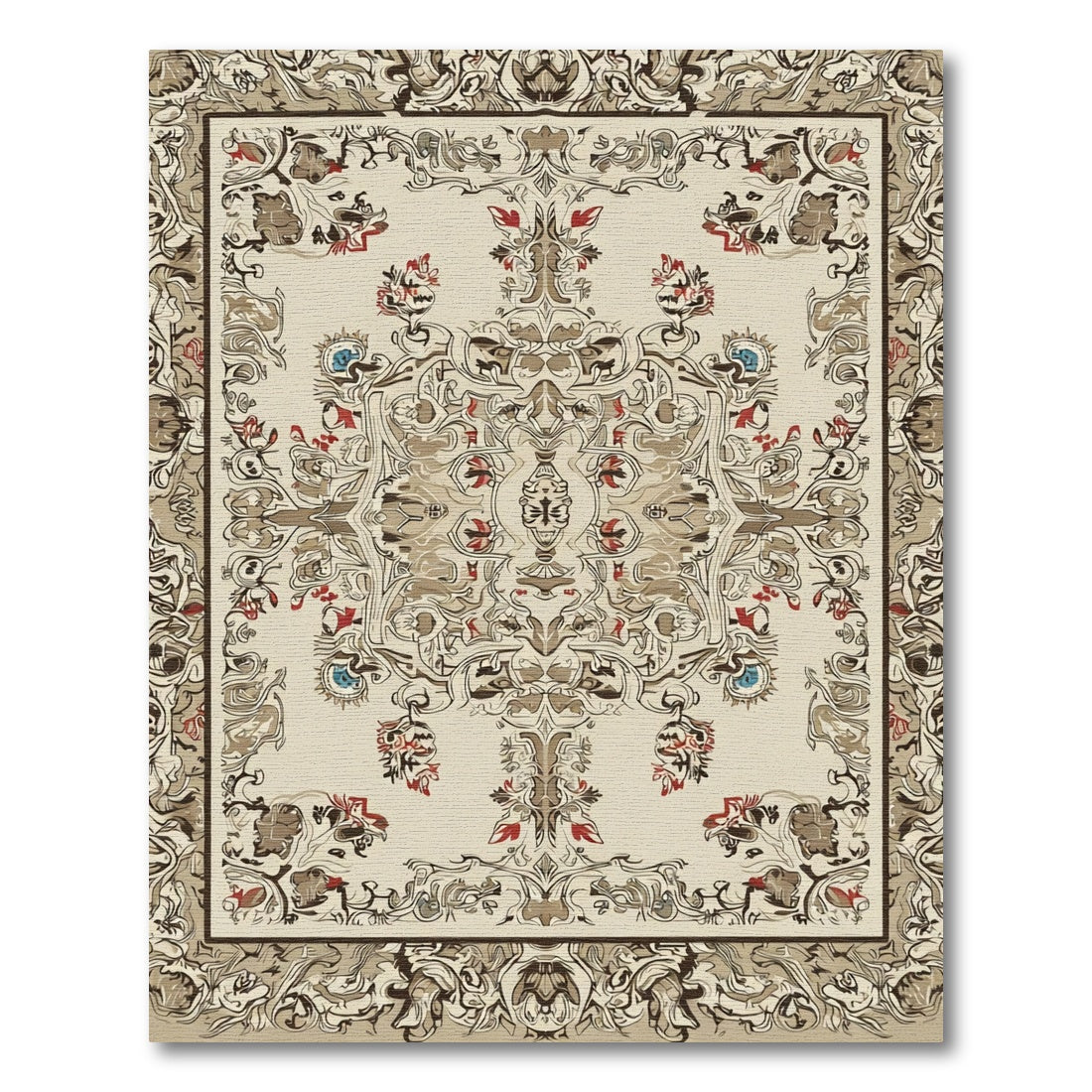 Antique Beige Intricate Floral Medallion Rug