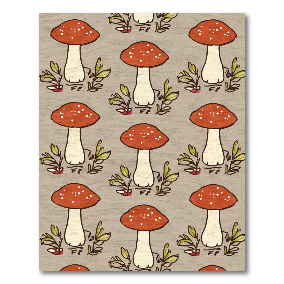 Red White Speckled Mushroom Foliage Rug