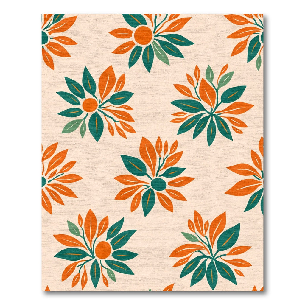 Orange Teal Blossom Field Accent Rug
