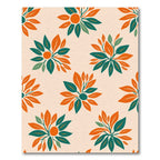 Orange Teal Blossom Field Accent Rug