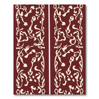 Crimson Cream Abstract Organic Flow Rug