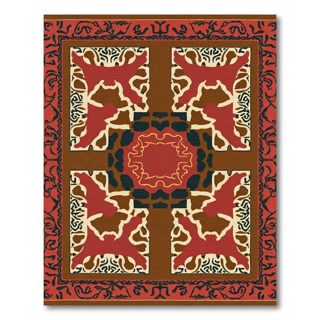 Crimson Brown Organic Medallion Rug