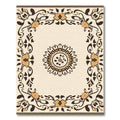 Golden Brown Floral Border Medallion Rug