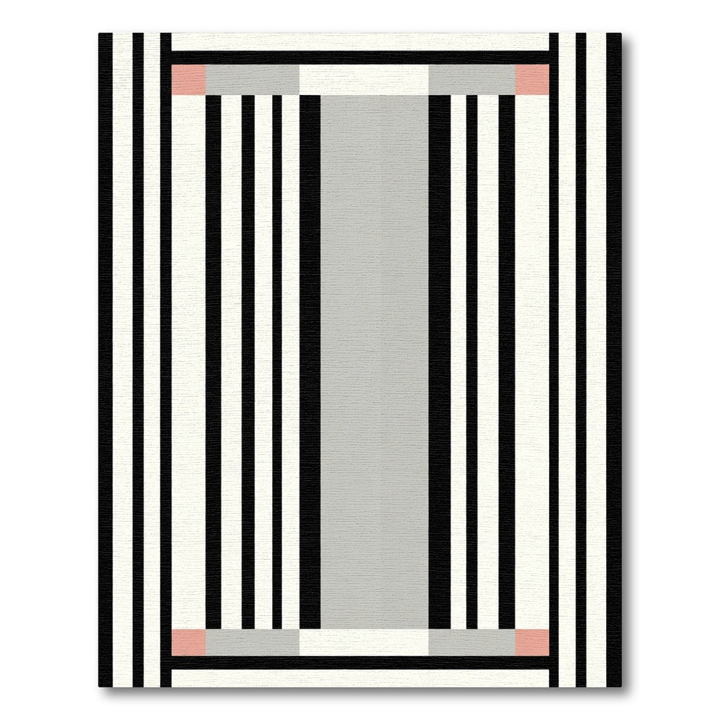 Minimalist Black White Gray Stripes Rug