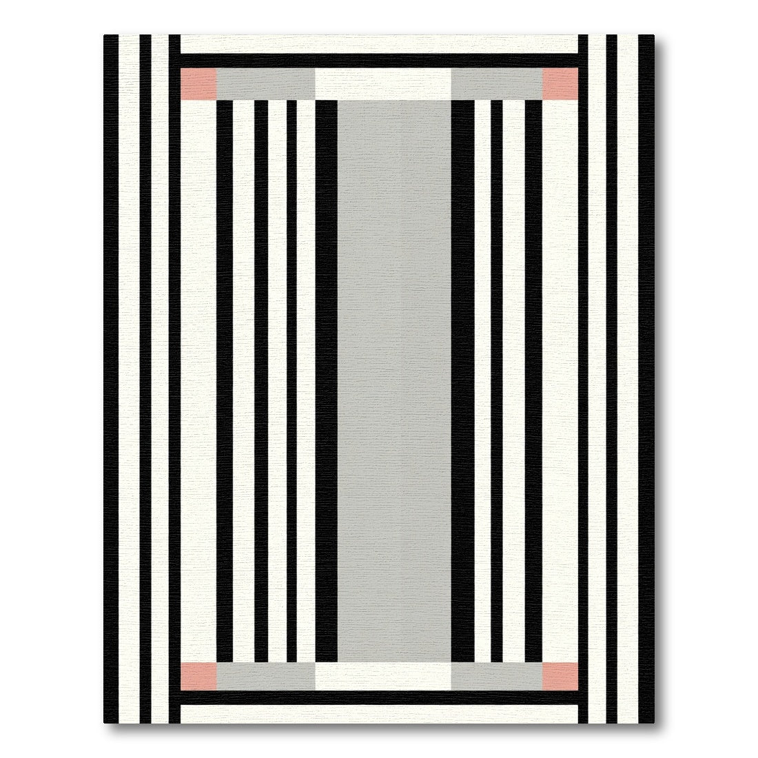 Minimalist Black White Gray Stripes Rug