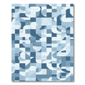 Geometric Blue Abstract Wave Rug