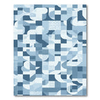 Geometric Blue Abstract Wave Rug