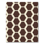 Geometric Hexagon Pattern Brown Cream Rug