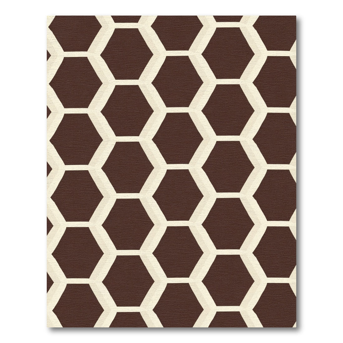 Geometric Hexagon Pattern Brown Cream Rug