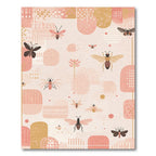 Whimsical Pink Bug Garden Abstract Rug