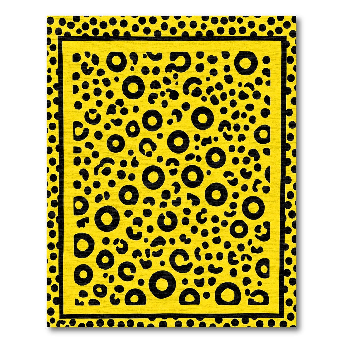 Vibrant Yellow Black Spotty Leopard Rug