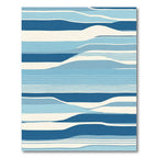 Ocean Blue Abstract Wave Stripes Rug