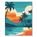 Vibrant Sunset Palm Tree Horizon Rug