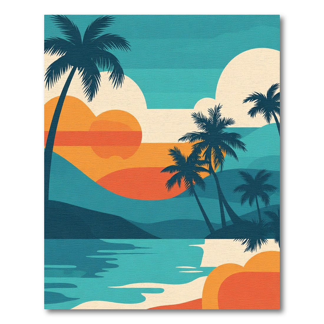 Vibrant Sunset Palm Tree Horizon Rug