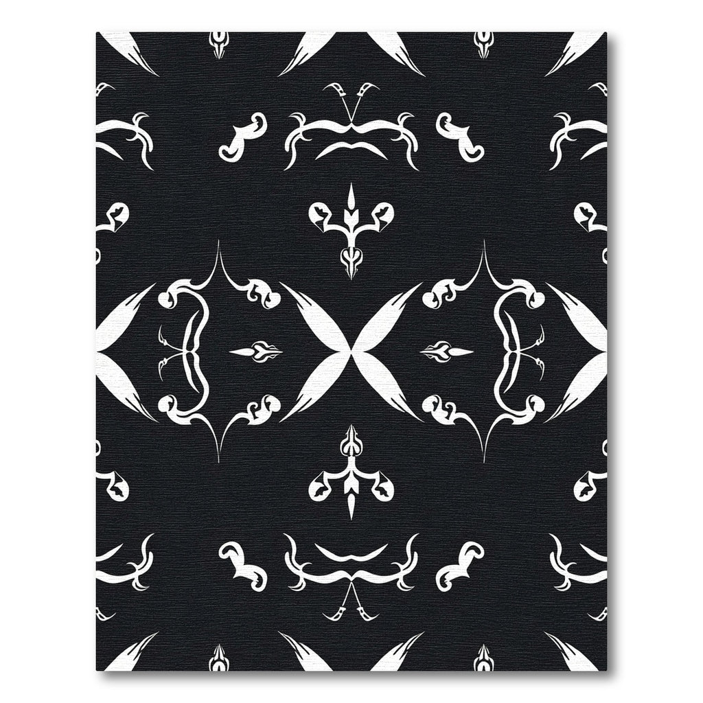 Black White Damask Ornamental Arabesque Rug