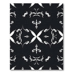 Black White Damask Ornamental Arabesque Rug