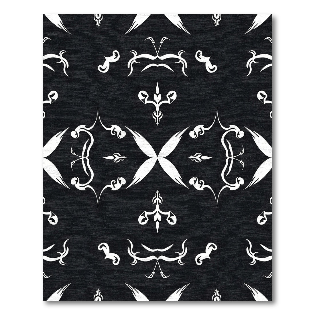 Black White Damask Ornamental Arabesque Rug