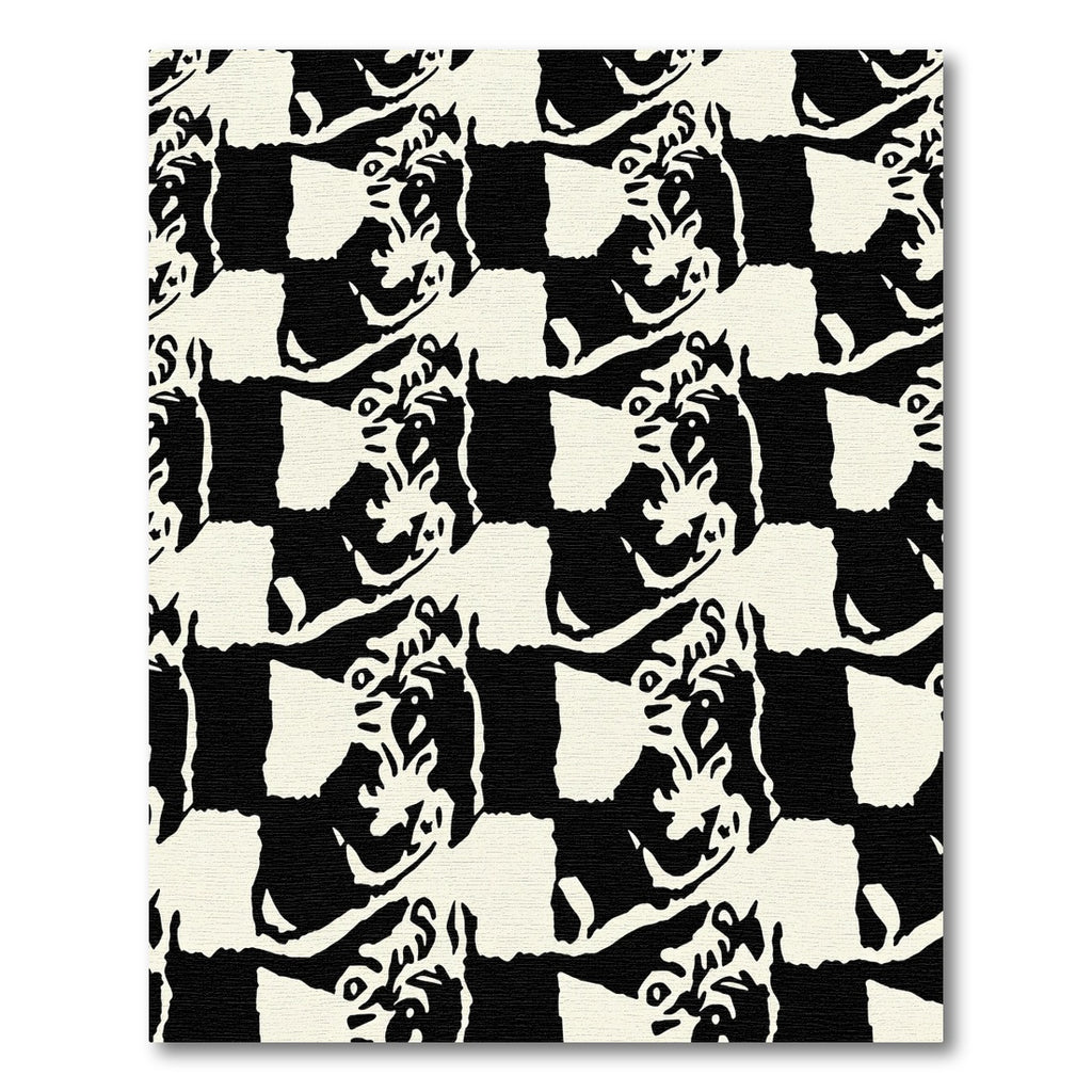 Monochromatic Abstract Checkerboard Face Rug