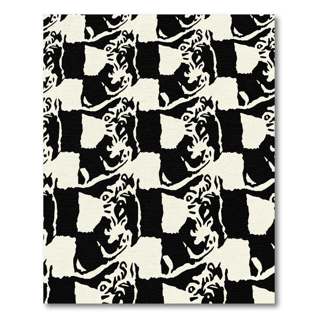 Monochromatic Abstract Checkerboard Face Rug