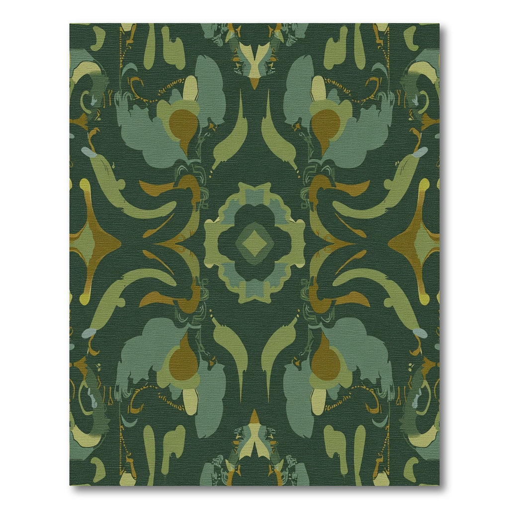 Deep Green Abstract Organic Medallion Rug