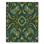 Deep Green Abstract Organic Medallion Rug