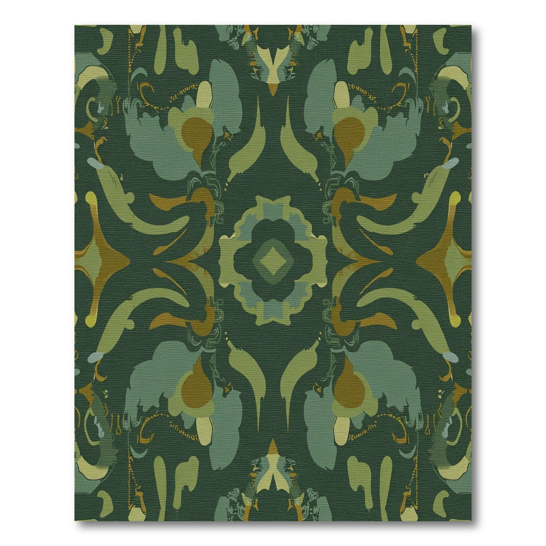 Deep Green Abstract Organic Medallion Rug