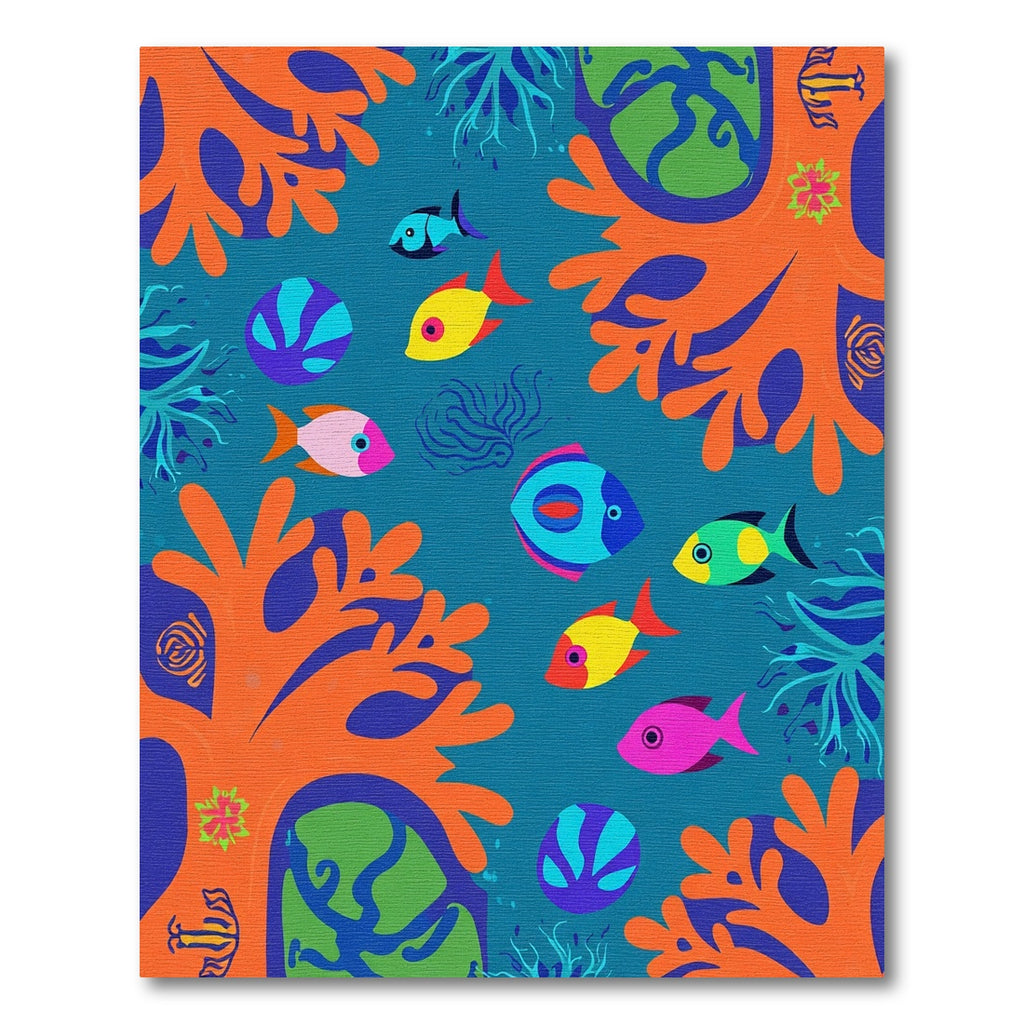 Bright Coral Fish And Seaweed Scene Rug