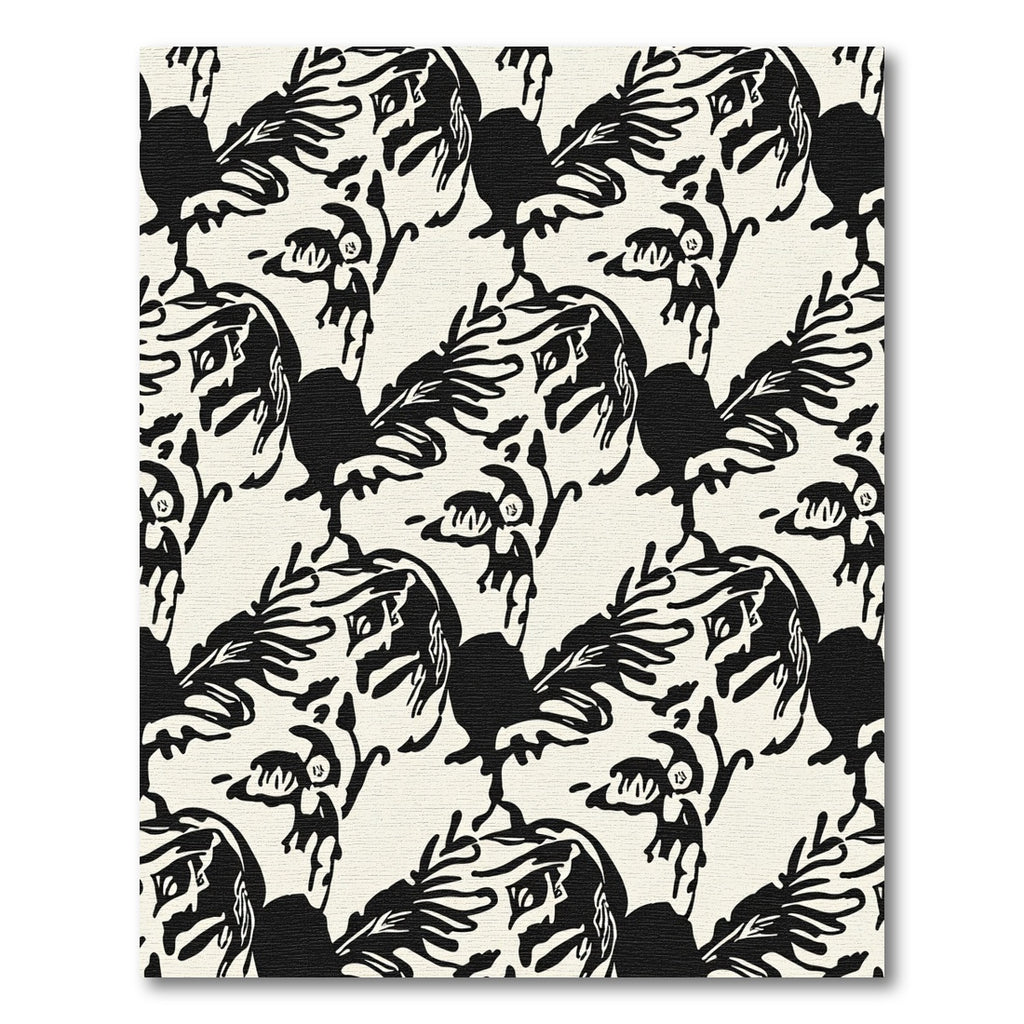Bewildering Black Roosters Cream Pattern Rug