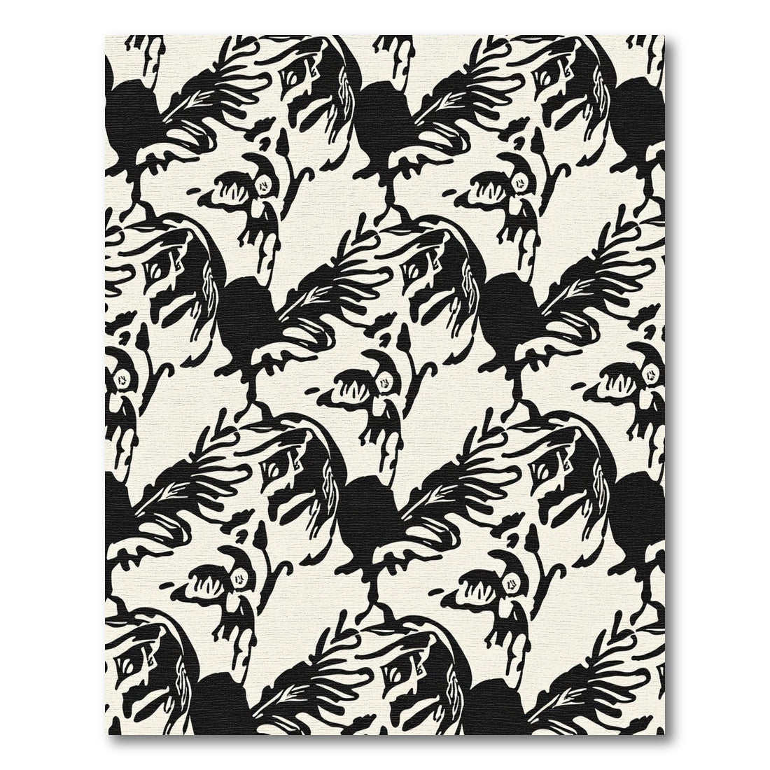 Bewildering Black Roosters Cream Pattern Rug
