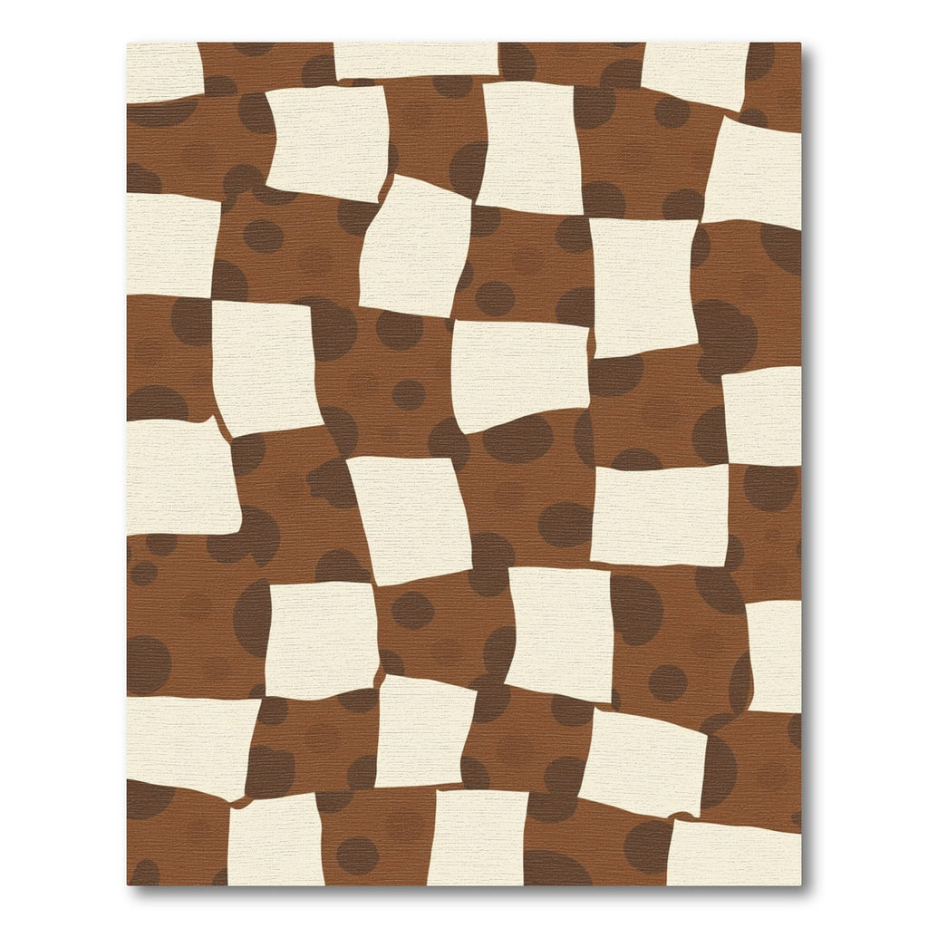 Brown Cream Polka Dot Checkerboard Rug