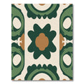 Mid Century Green Floral Tile Rug
