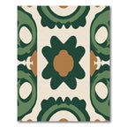 Mid Century Green Floral Tile Rug