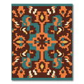 Abstract Terracotta Teal Symmetrical Medallion Rug