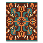 Abstract Terracotta Teal Symmetrical Medallion Rug