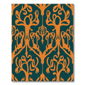 Orange Teal Organic Tree Scroll Rug