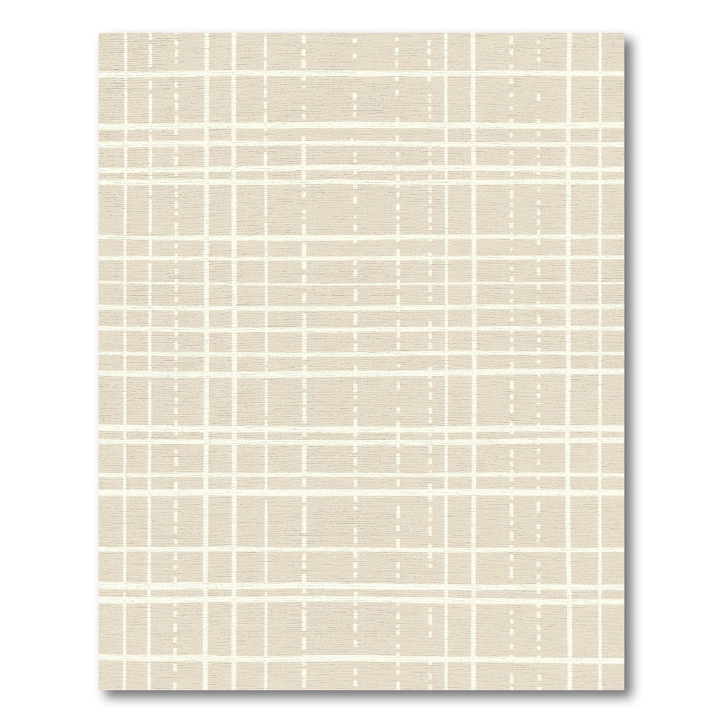 Cream Beige Hand Drawn Plaid Grid Rug