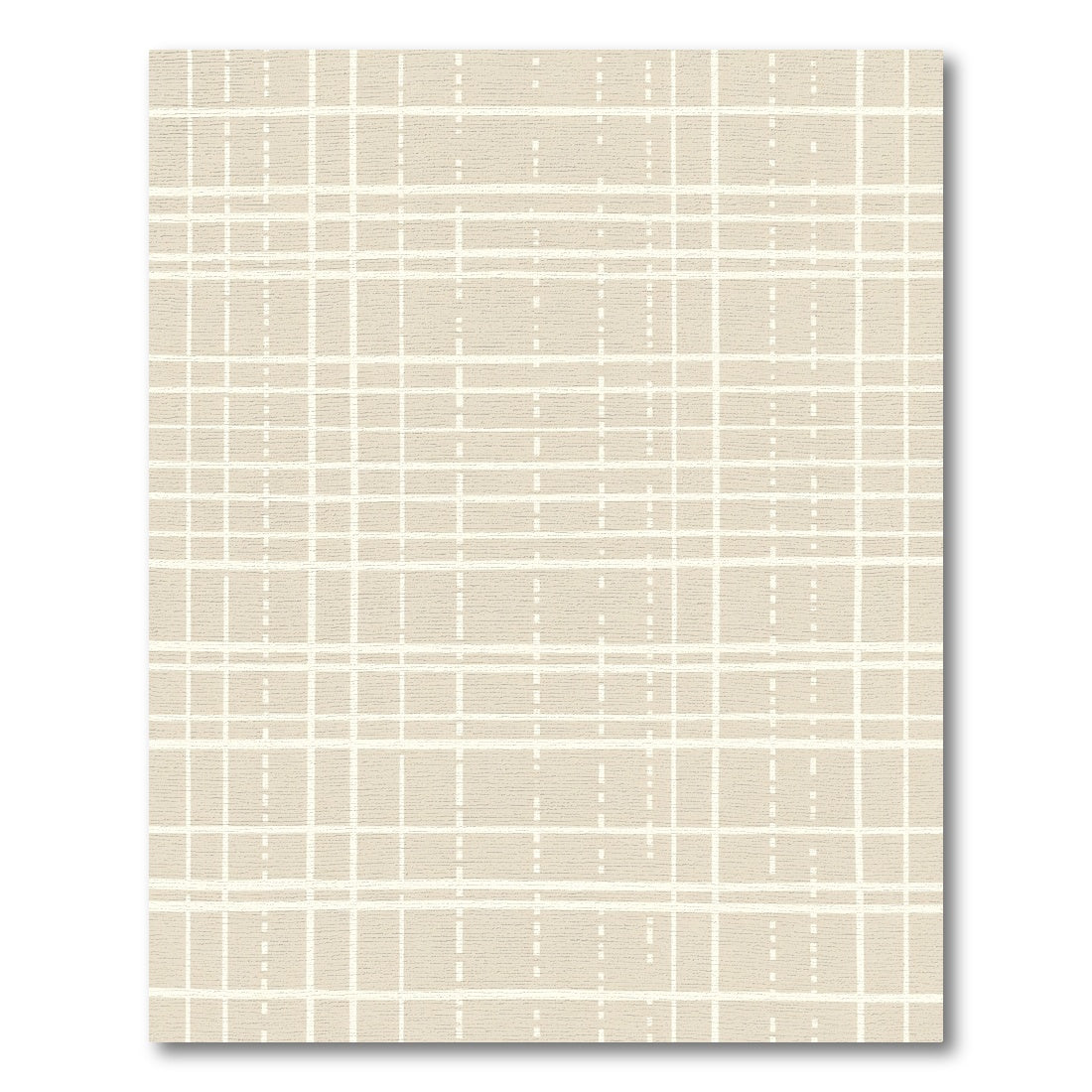 Cream Beige Hand Drawn Plaid Grid Rug