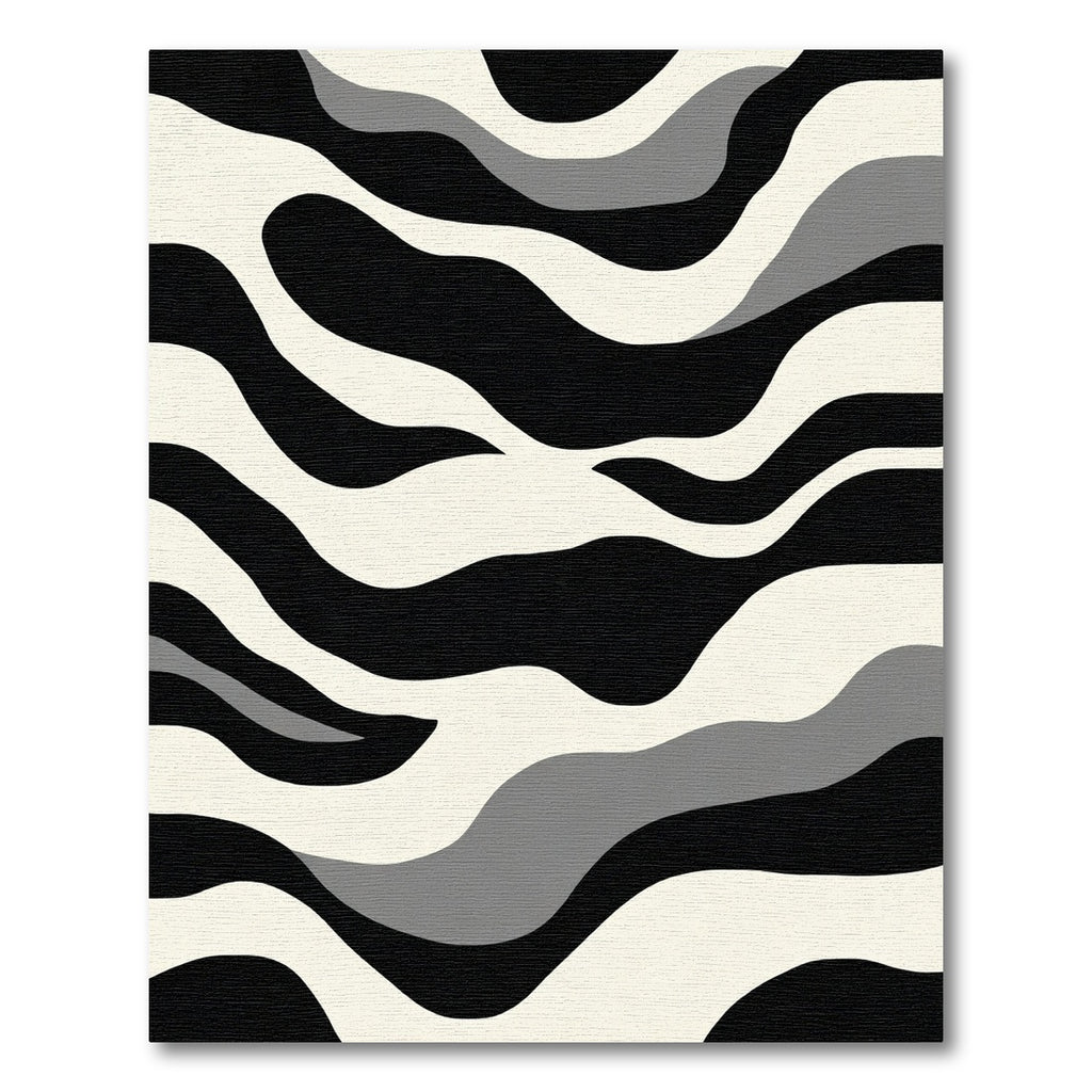 Bold Black White Gray Wave Rug