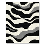 Bold Black White Gray Wave Rug