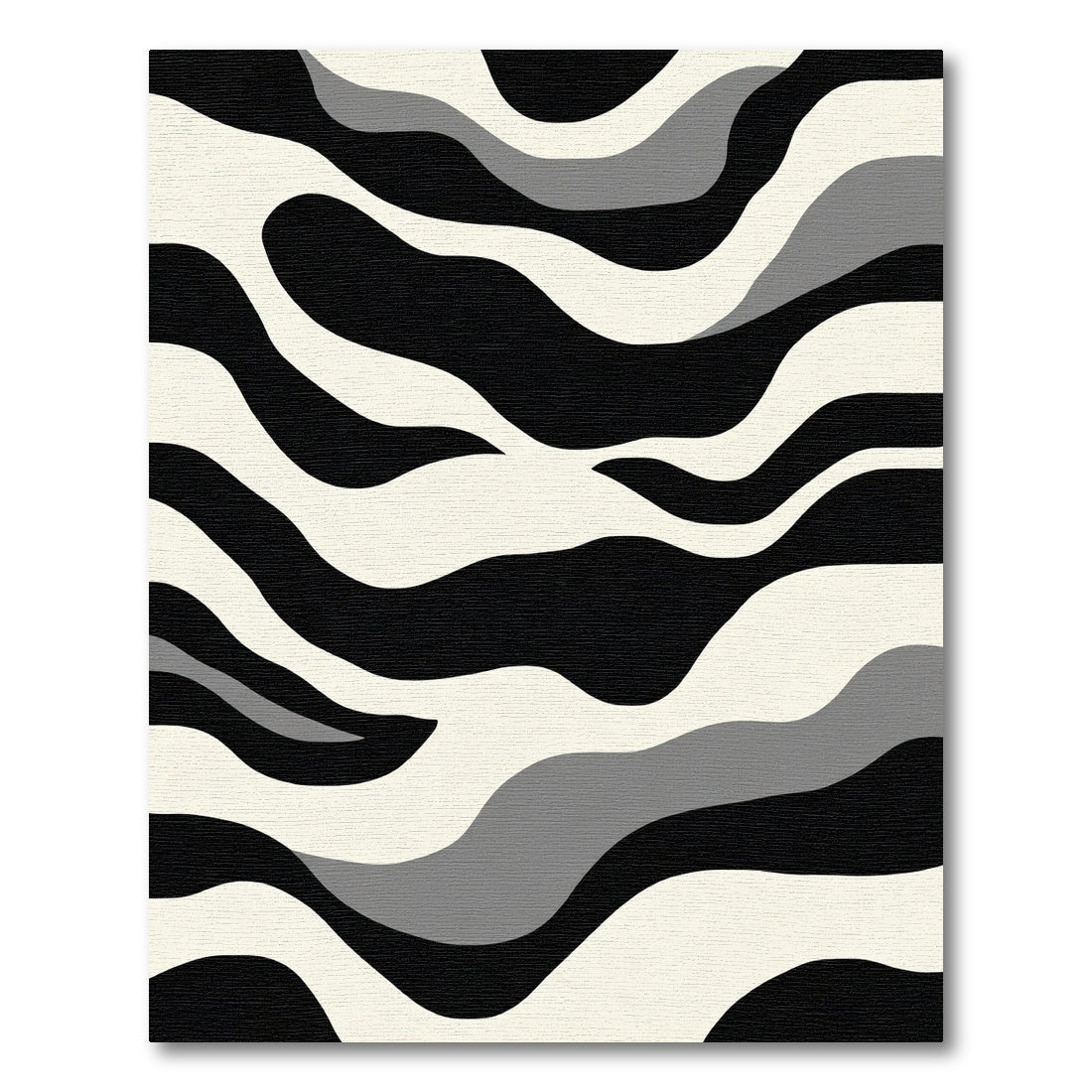 Bold Black White Gray Wave Rug