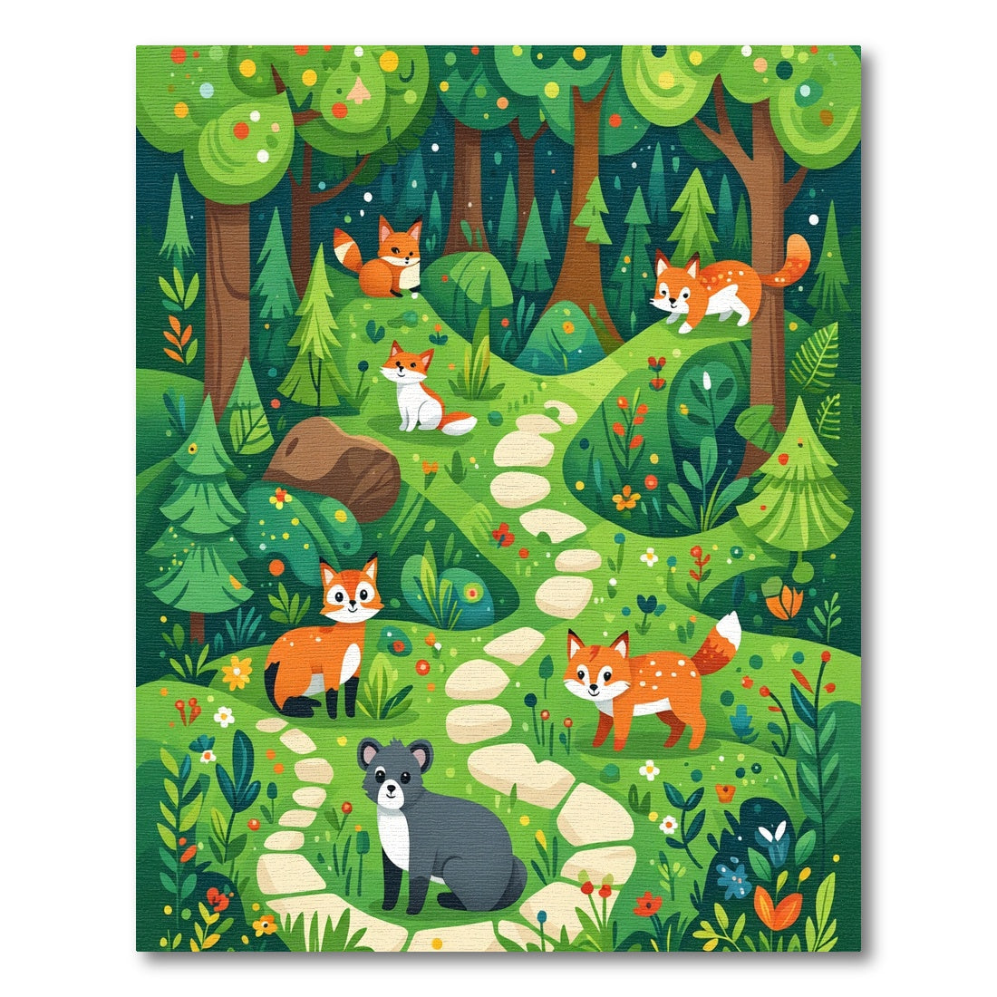 Forest Animals And Stone Path Rug