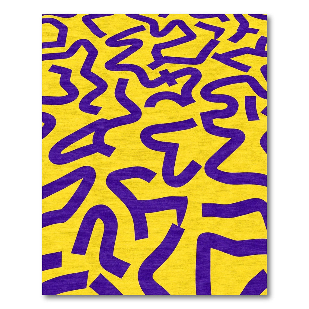 Bold Purple Wavy Lines Yellow Rug