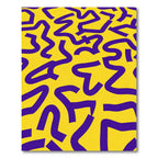 Bold Purple Wavy Lines Yellow Rug