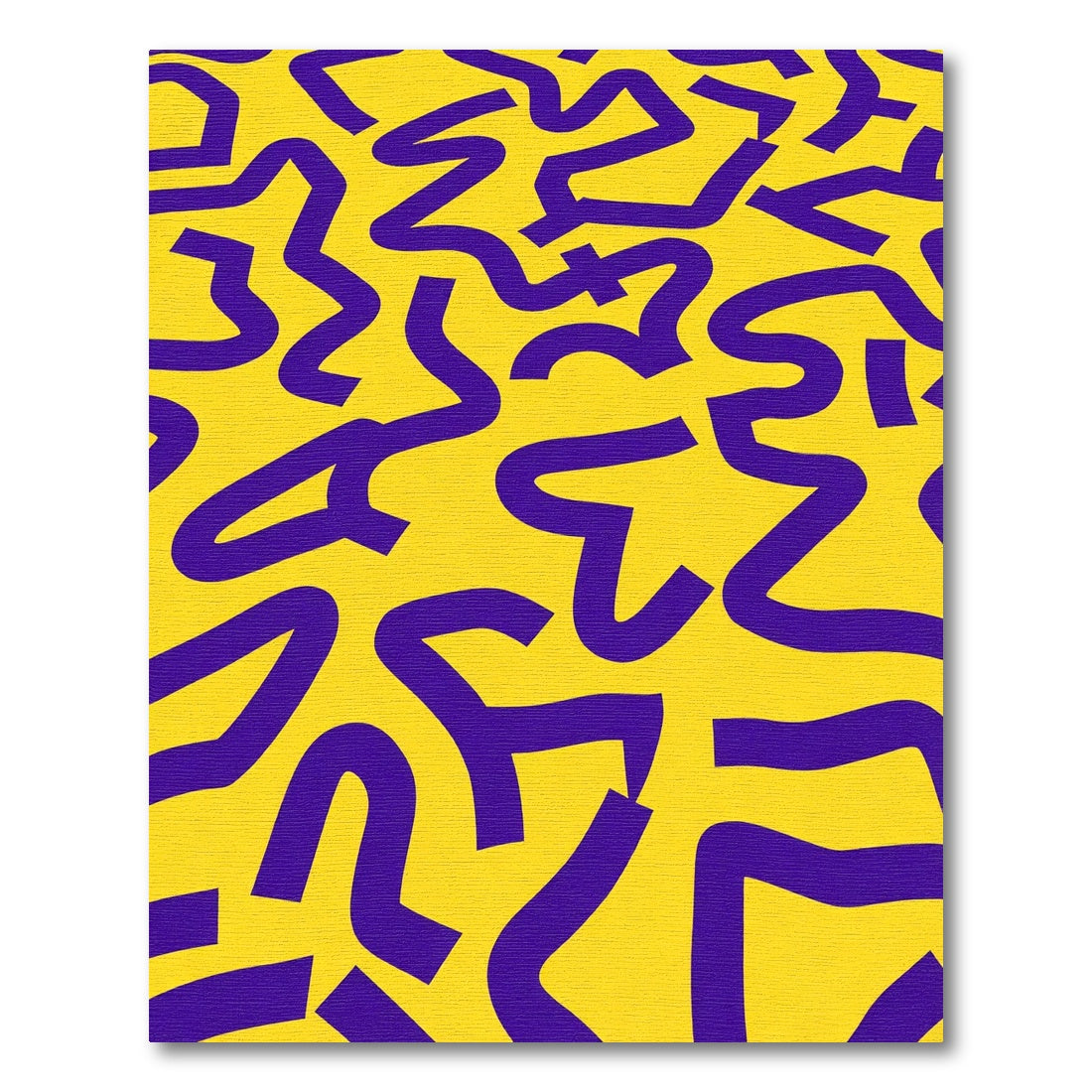 Bold Purple Wavy Lines Yellow Rug
