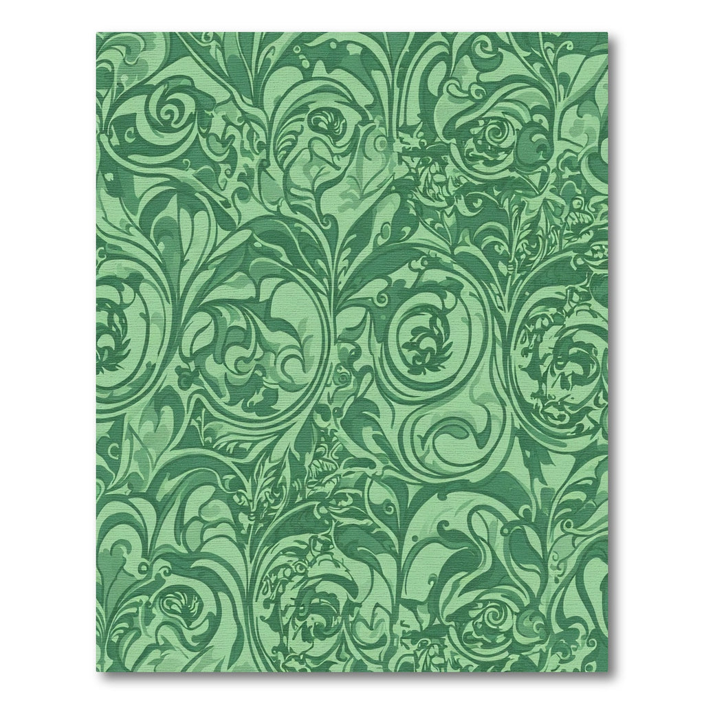 Emerald Green Floral Swirl Scroll Rug