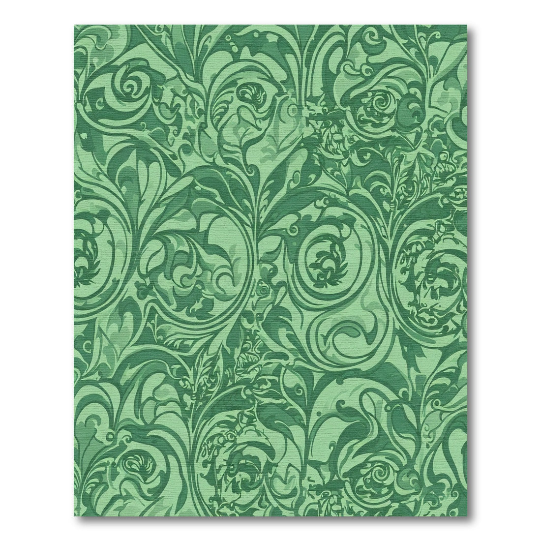 Emerald Green Floral Swirl Scroll Rug