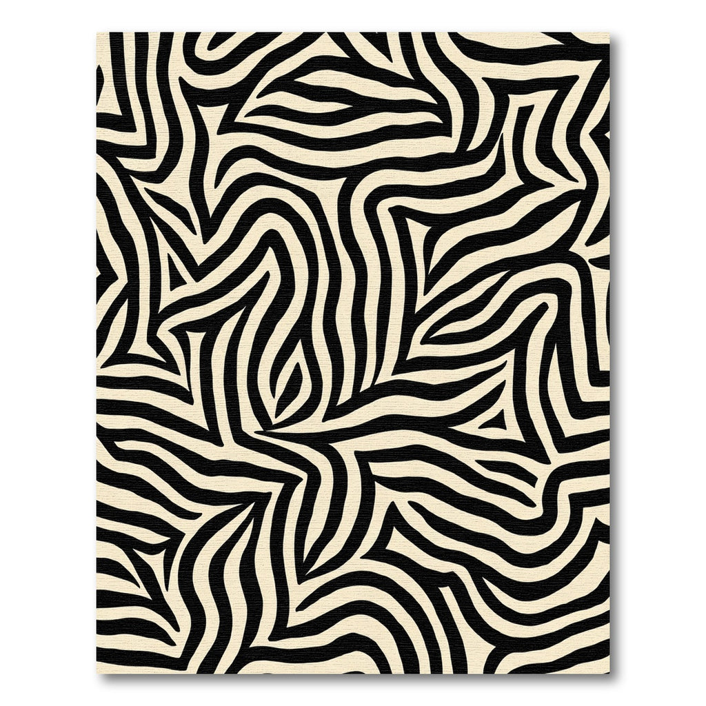 Black Cream Animal Print Abstract Rug