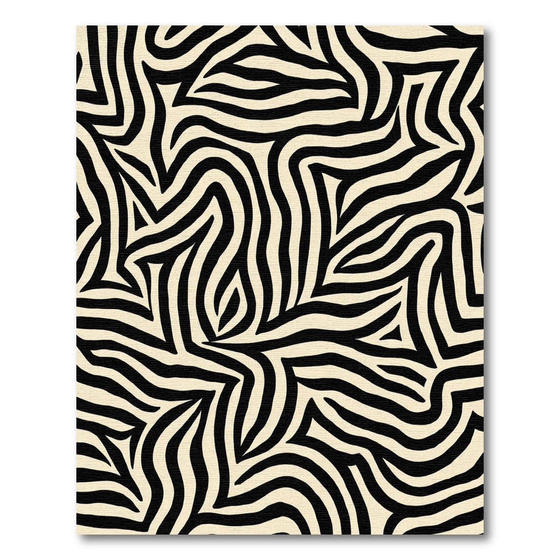 Black Cream Animal Print Abstract Rug